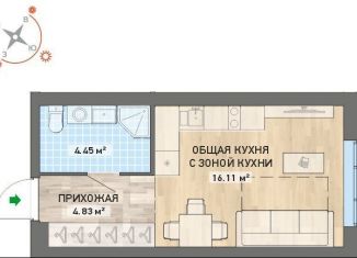 1-комнатная квартира на продажу, 25.4 м2, Екатеринбург, улица Краснофлотцев, 71, улица Краснофлотцев