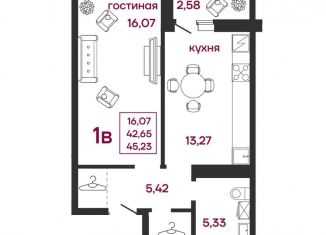Продажа 1-ком. квартиры, 45.2 м2, Пенза, улица Баталина, 31