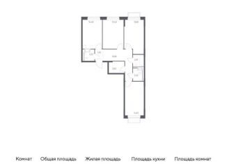 3-комнатная квартира на продажу, 77.8 м2, Московская область, жилой комплекс Томилино Парк, к6.2