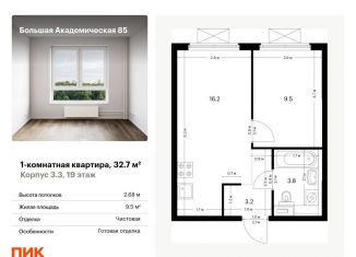 Продам 1-комнатную квартиру, 32.7 м2, Москва, жилой комплекс Большая Академическая 85, к3.3, станция Лихоборы