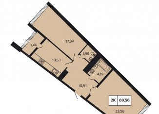 Продажа 2-комнатной квартиры, 69.6 м2, Сочи