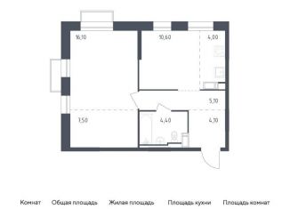 2-комнатная квартира на продажу, 51.8 м2, посёлок Песочный