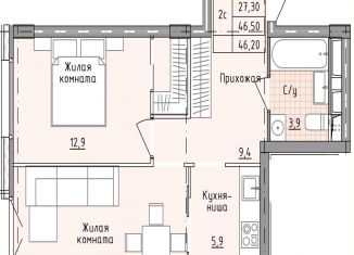 Продается 2-ком. квартира, 46.5 м2, деревня Голубое, Зелёный проезд, 2, ЖК Зеленоградский