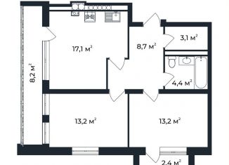 Продам 2-комнатную квартиру, 64.5 м2, посёлок Доброград, улица Долголетия, 2к2