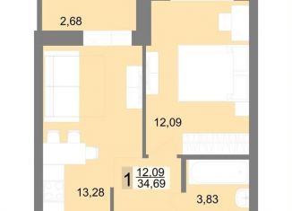 Продажа однокомнатной квартиры, 34.7 м2, Верхняя Пышма