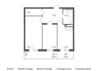 Двухкомнатная квартира на продажу, 64.1 м2, Московская область, жилой комплекс Егорово Парк, к1