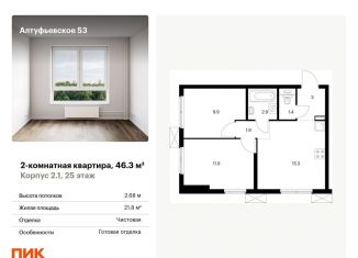 2-комнатная квартира на продажу, 46.3 м2, Москва, Алтуфьевский район