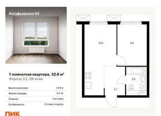 Продажа 1-ком. квартиры, 32.6 м2, Москва, Алтуфьевский район