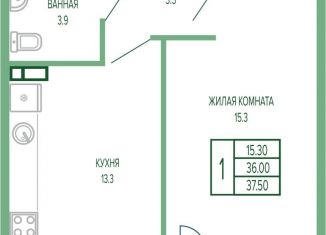 Продажа однокомнатной квартиры, 37.5 м2, Краснодар, Прикубанский округ