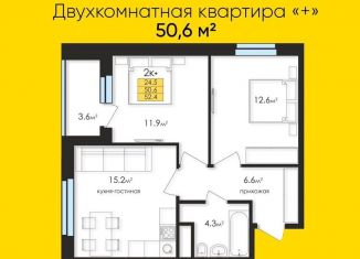 Продажа 2-комнатной квартиры, 50.6 м2, Тюмень, Тальниковая улица, 9, ЖК Дебют