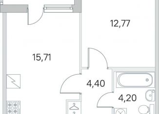 Продажа 1-комнатной квартиры, 39.1 м2, посёлок Шушары