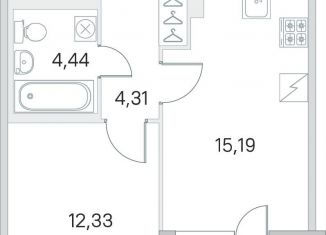 Продается 1-комнатная квартира, 38.3 м2, посёлок Шушары