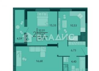 Продается 2-комнатная квартира, 58.2 м2, село Засечное, жилой комплекс Петровский Квартал, 6, ЖК Петровский Квартал