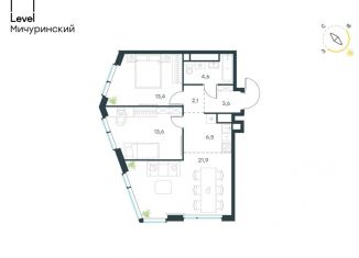 Продается трехкомнатная квартира, 65.7 м2, Москва, жилой комплекс Левел Мичуринский, к9, ЗАО
