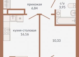 1-комнатная квартира на продажу, 38.7 м2, Свердловская область