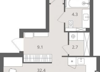 1-комнатная квартира на продажу, 64.2 м2, Калининград, Стекольная улица, Ленинградский район