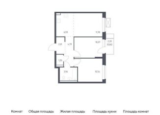 Продается 2-ком. квартира, 52.6 м2, Московская область