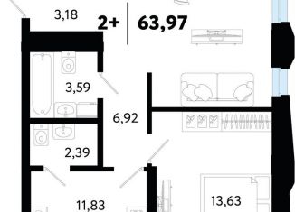 2-комнатная квартира на продажу, 64 м2, Тюмень