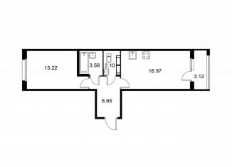 Продажа 1-комнатной квартиры, 44.1 м2, Колпино