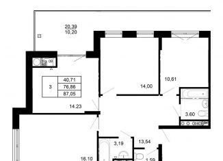 Продаю 3-ком. квартиру, 88.1 м2, село Павловская Слобода, Изумрудная улица, 6к1