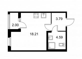 Квартира на продажу студия, 27.6 м2, Колпино