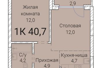 Продам однокомнатную квартиру, 40.7 м2, Новосибирск, Овражная улица, 2А