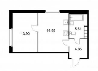 Продам 1-комнатную квартиру, 41.4 м2, Колпино