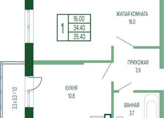 Продажа 1-комнатной квартиры, 35.4 м2, Краснодар, Прикубанский округ