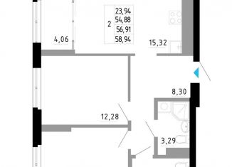 Продам 2-комнатную квартиру, 56.9 м2, Екатеринбург, Чкаловский район, Походная улица, 12