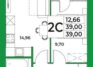 Продаю 1-комнатную квартиру, 39 м2, село Зубово, улица Льва Толстого, 26