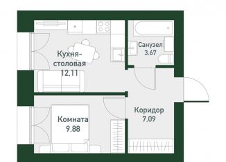 Продается 1-комнатная квартира, 32.8 м2, Екатеринбург