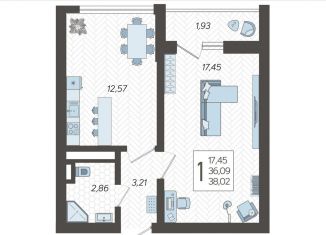1-комнатная квартира на продажу, 38 м2, Сочи, микрорайон Бытха