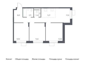 Продается трехкомнатная квартира, 65.5 м2, Московская область