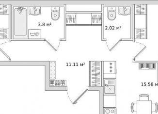 Продается 2-комнатная квартира, 56.9 м2, Мурино, улица Шоссе в Лаврики, 51