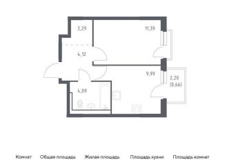Продается 1-комнатная квартира, 32.5 м2, деревня Новосаратовка