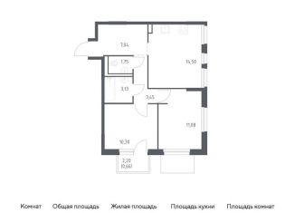Продается 2-комнатная квартира, 51.9 м2, деревня Новосаратовка