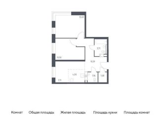 2-комнатная квартира на продажу, 52.8 м2, поселение Филимонковское, Золотошвейная улица, ЖК Цветочные Поляны
