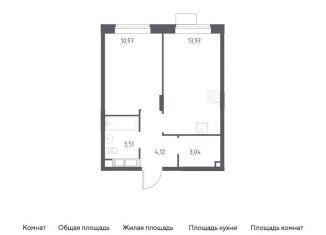 1-комнатная квартира на продажу, 35.6 м2, Балашиха, жилой квартал Новоград Павлино, к34