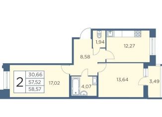Продается двухкомнатная квартира, 58.6 м2, Санкт-Петербург, Большой Сампсониевский проспект, 70к3