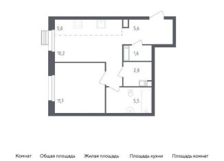 Продаю однокомнатную квартиру, 42.4 м2, деревня Столбово, проспект Куприна, 36к1