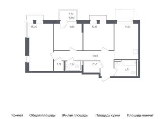 Продажа 3-ком. квартиры, 69.4 м2, Московская область