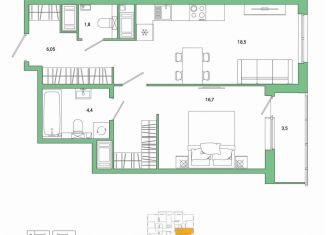 Продается 1-ком. квартира, 49.2 м2, Санкт-Петербург, муниципальный округ Коломяги