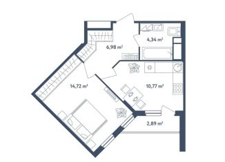 Продам 1-комнатную квартиру, 38.3 м2, поселок Мещерино