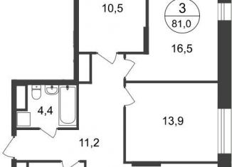 Продам 3-комнатную квартиру, 81 м2, Москва, 11-я фаза, к3