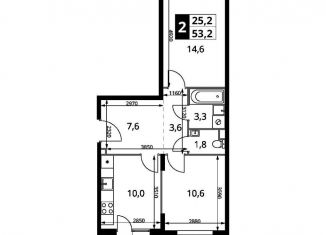 Продается 2-комнатная квартира, 53.2 м2, Химки