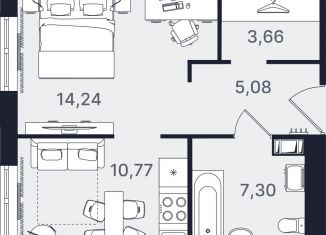 Продаю однокомнатную квартиру, 41.1 м2, Санкт-Петербург, метро Проспект Большевиков, проспект Большевиков, уч3