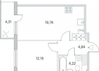 Продам однокомнатную квартиру, 42.3 м2, городской посёлок Янино-1