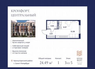 Продается квартира студия, 24.5 м2, Кронштадт