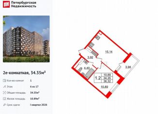 Продам 1-ком. квартиру, 34.4 м2, Санкт-Петербург, Невский район