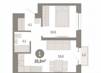 Продается 1-ком. квартира, 35.8 м2, Москва, станция Бульвар Рокоссовского